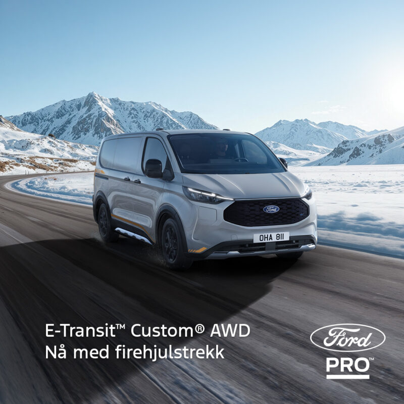 Ford lanserer nye E-Transit Custom 2026 med firehjulstrekk, lengre rekkevidde og raskere lading!