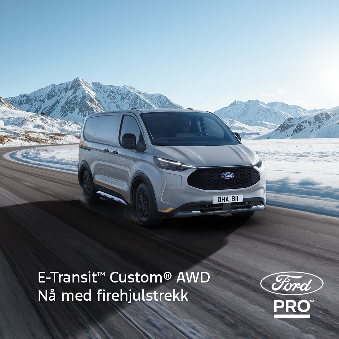 Ford lanserer nye E-Transit Custom 2026 med firehjulstrekk, lengre rekkevidde og raskere lading!