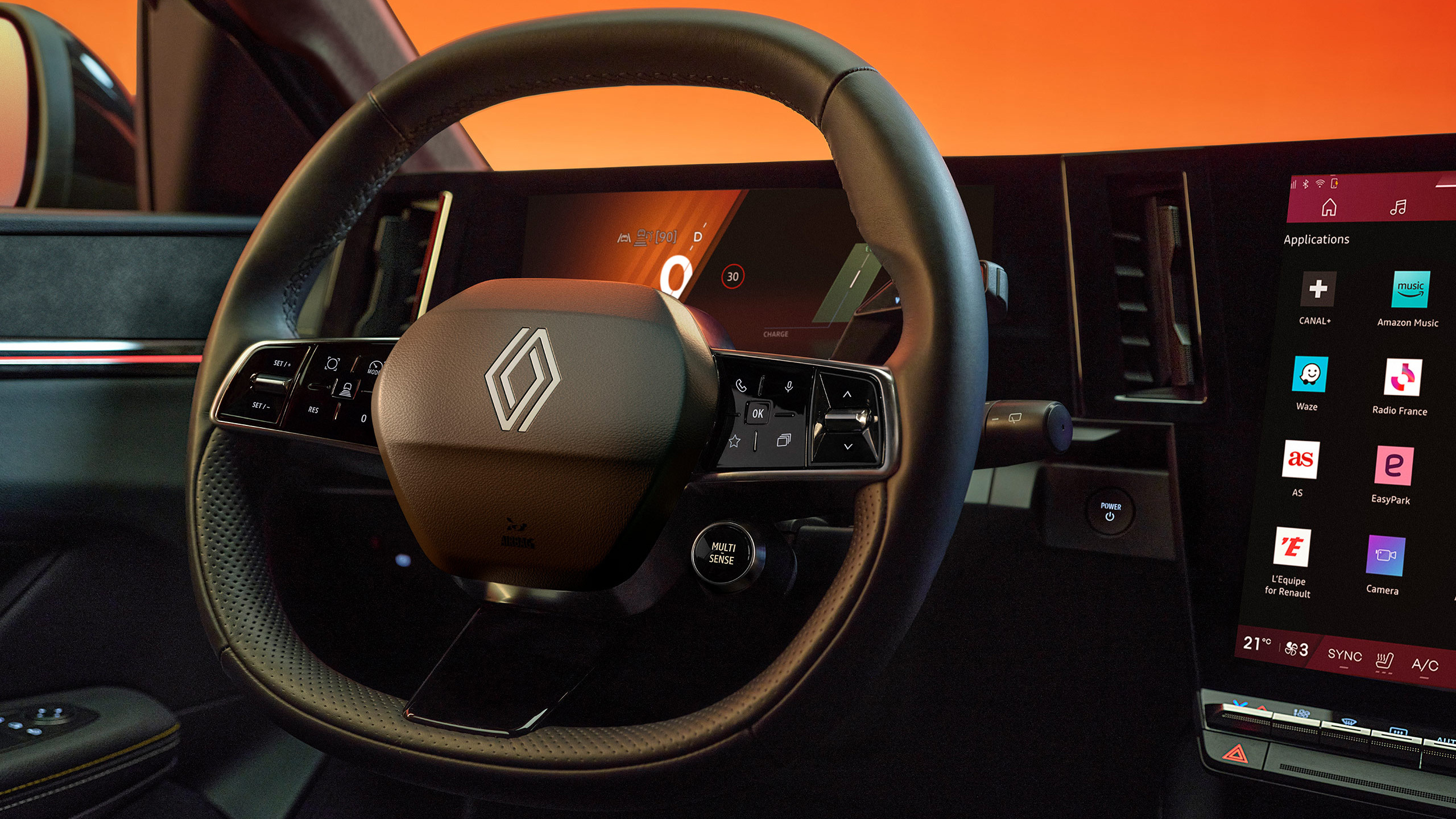 Interiørdetaljer i Renault Megane E-Tech electric.