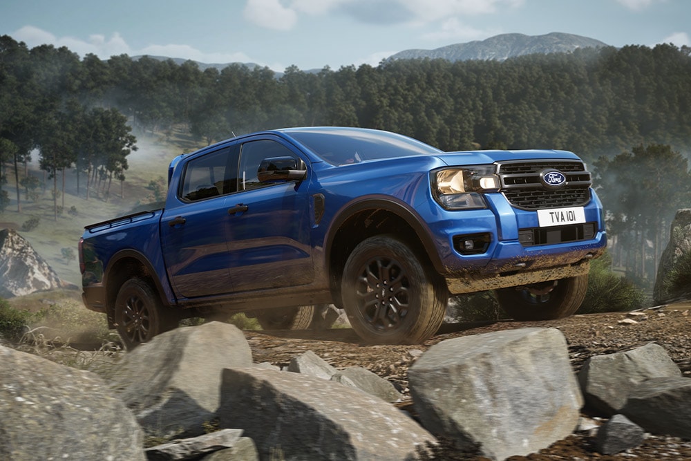 Ford Ranger i ulendt terreng.
